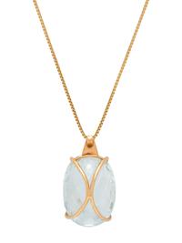 YELLOW GOLD AND BLUE TOPAZ PENDANT/NECKLACE