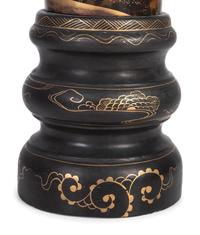 A Japanese Lacquer Brush Pot on Stand