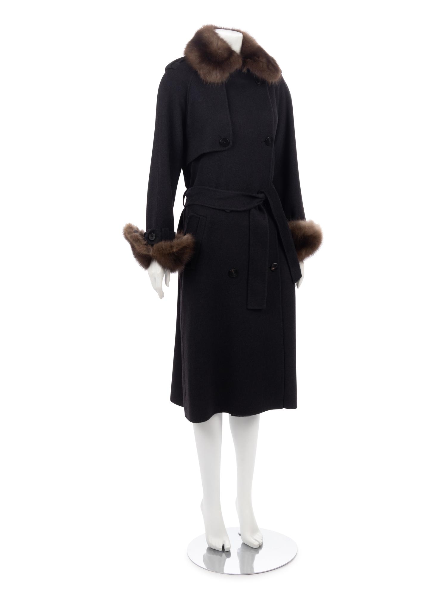 Oscar de la Renta Cashmere Trench Coat Trimmed in Sable