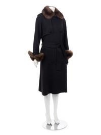 Oscar de la Renta Cashmere Trench Coat Trimmed in Sable