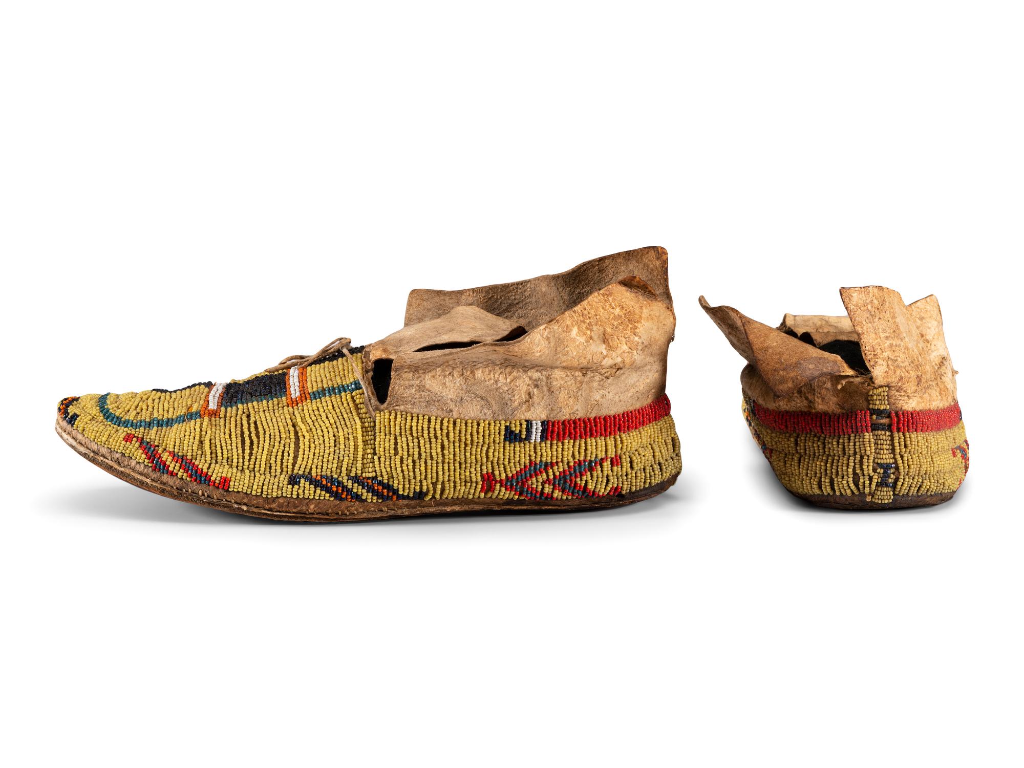 Cheyenne Beaded Hide Moccasins