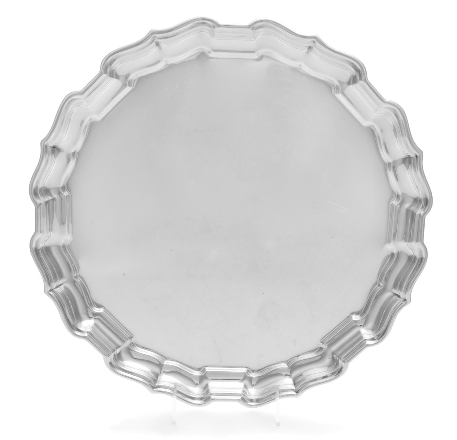 An American Silver Tray, Frank W. Smith Silver Co., Gardner, MA, having an undulating rim.