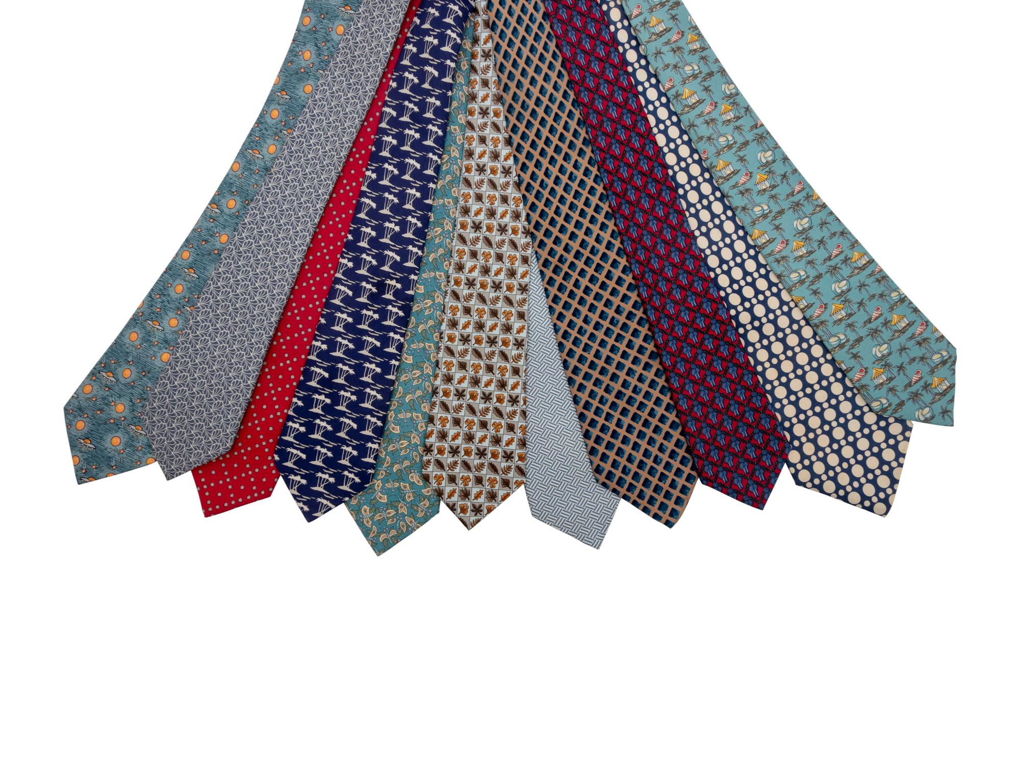 ELEVEN HERMÈS SILK NECKTIES