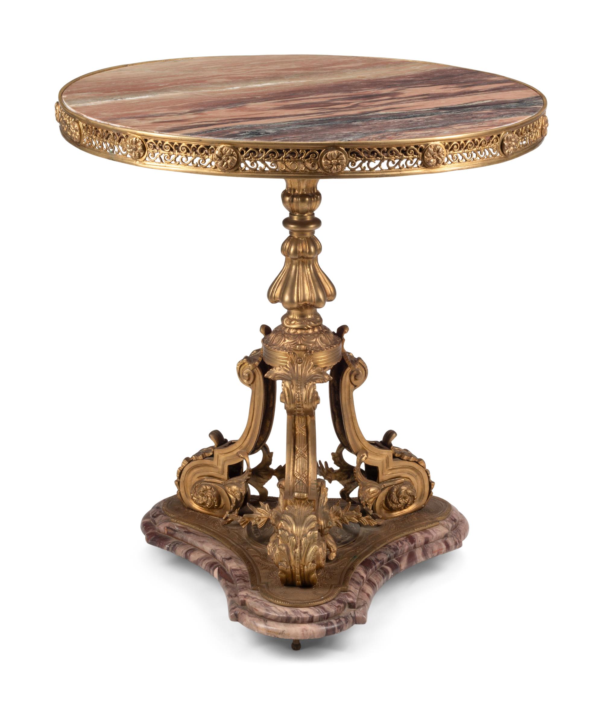 A French Gilt Bronze and Marble Guéridon