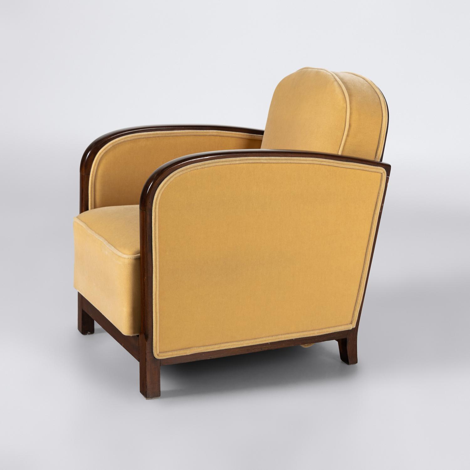 Mahogany and Mohair Armchair, c. 1930 France