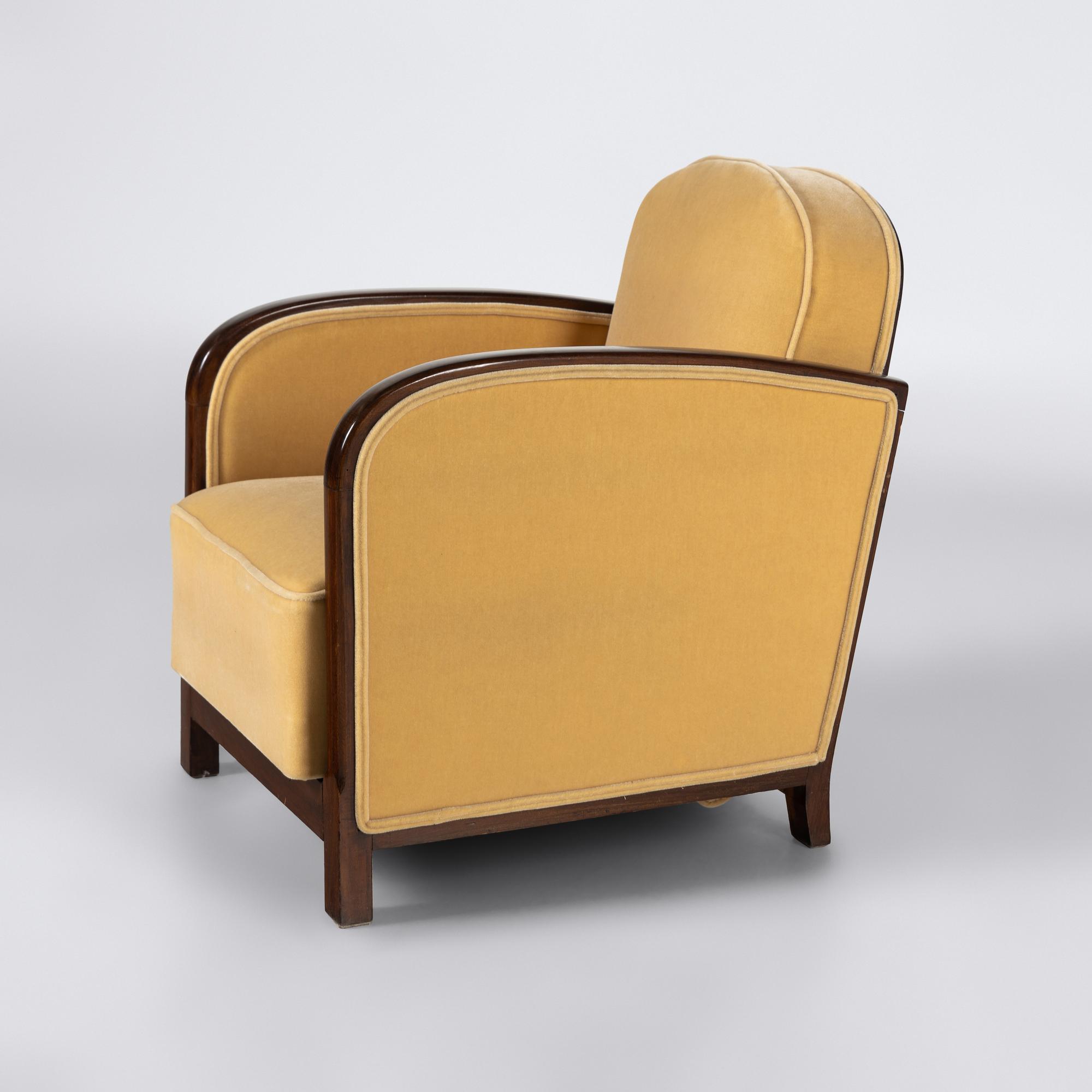 Mahogany and Mohair Armchair, c. 1930 France