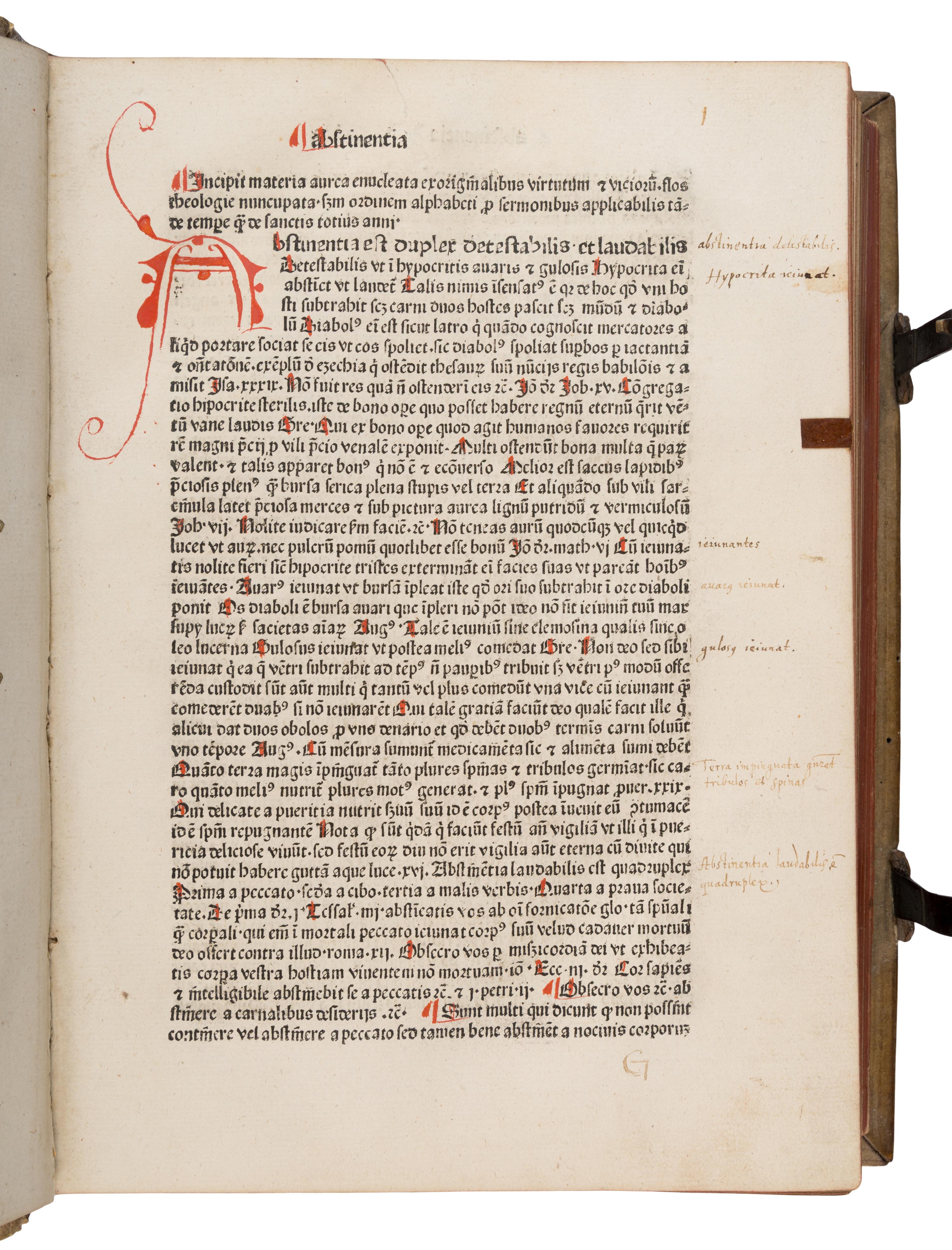 Turrecremata, Johannes de (1388-1468) and Nicolaus de Byard (fl. 1300). Quaestiones Evangeliorum de tempore et de sanctis... [ Dictionarius pauperum ] Flos theologiae sive Summa de abstinentia . [Reutlingen, Germany: Michael Greyff, not before 1480].