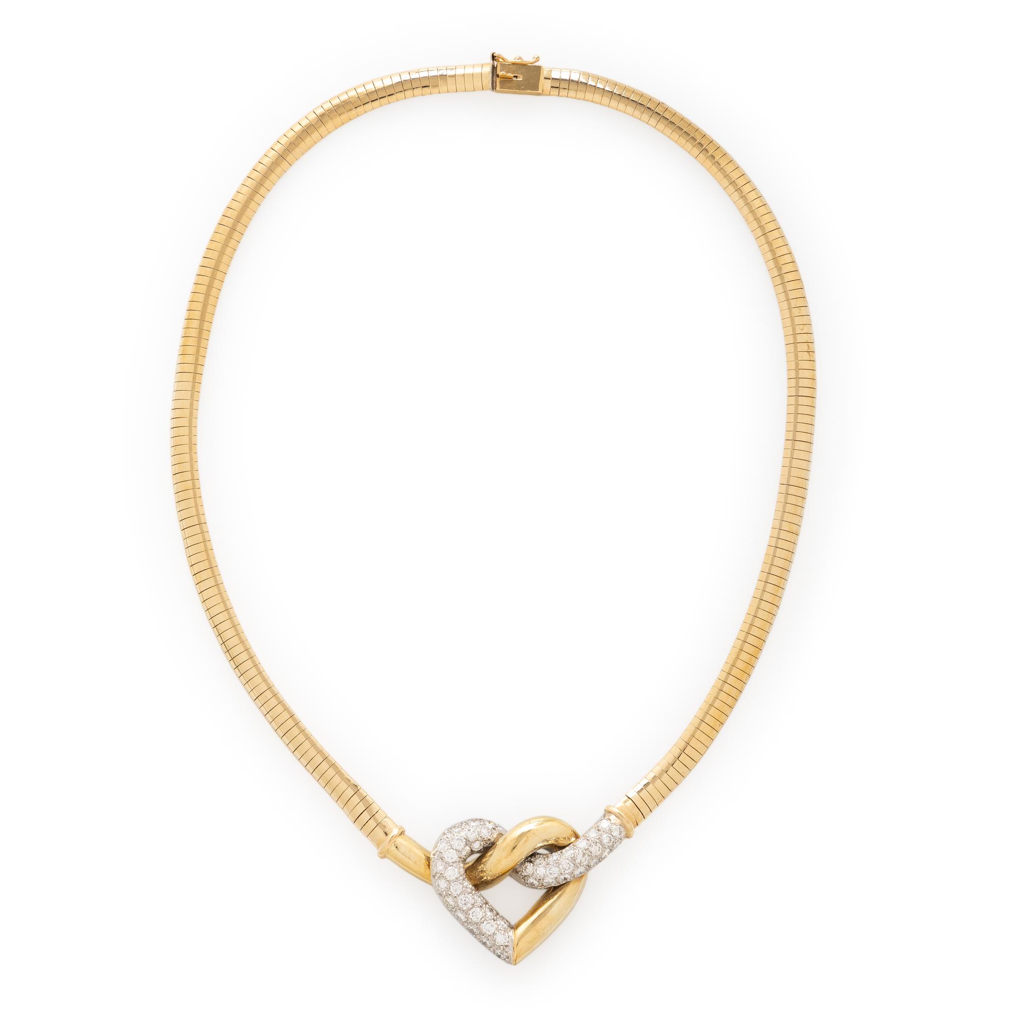 DIAMOND AND YELLOW GOLD HEART NECKLACE