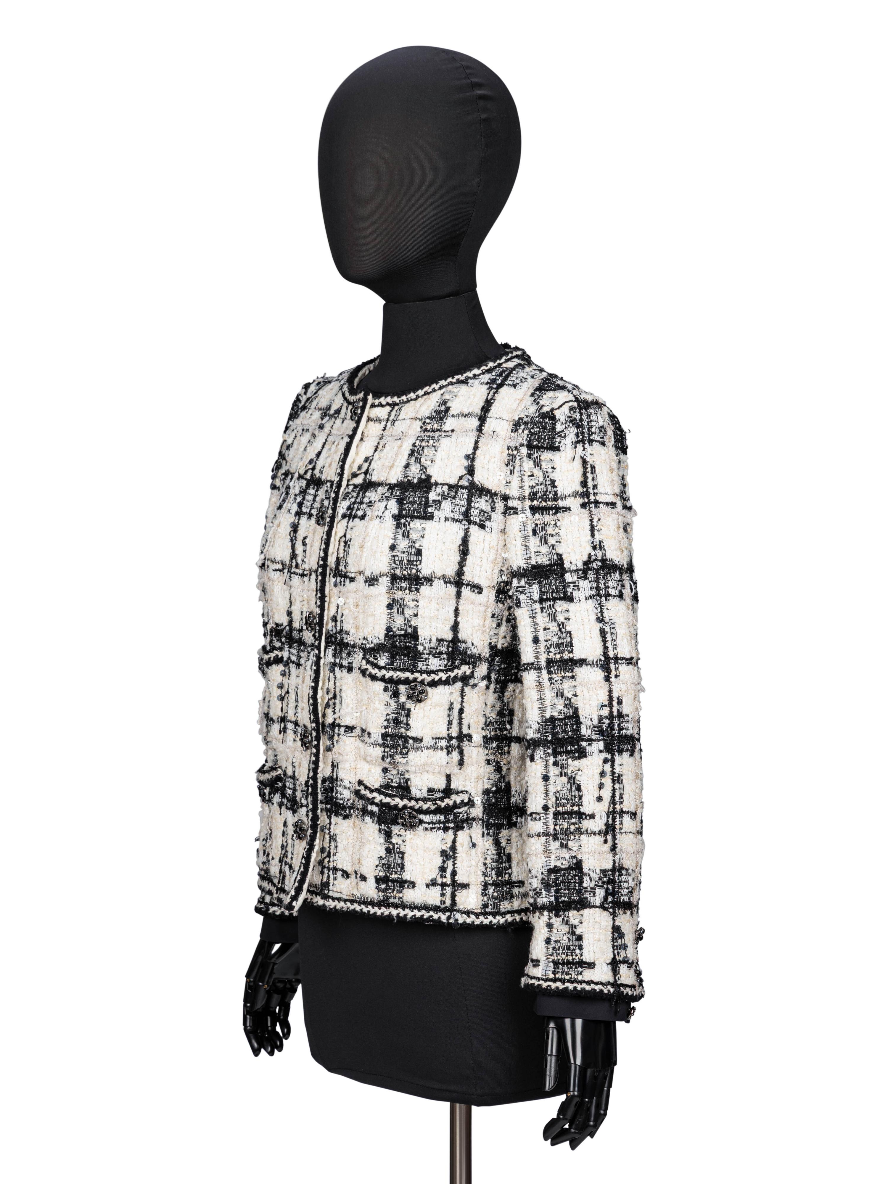 Chanel, Black & White Fantasy Tweed Cardigan Jacket