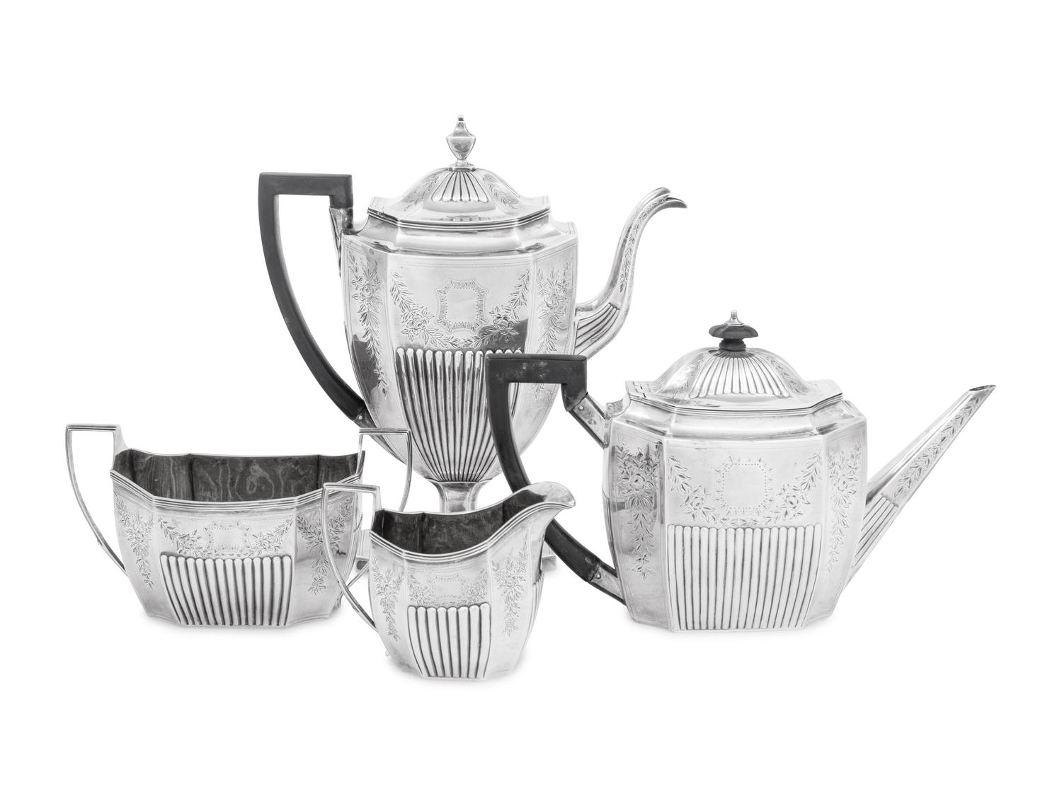 An Assembled English Silver Four-Piece Tea and Coffee Service