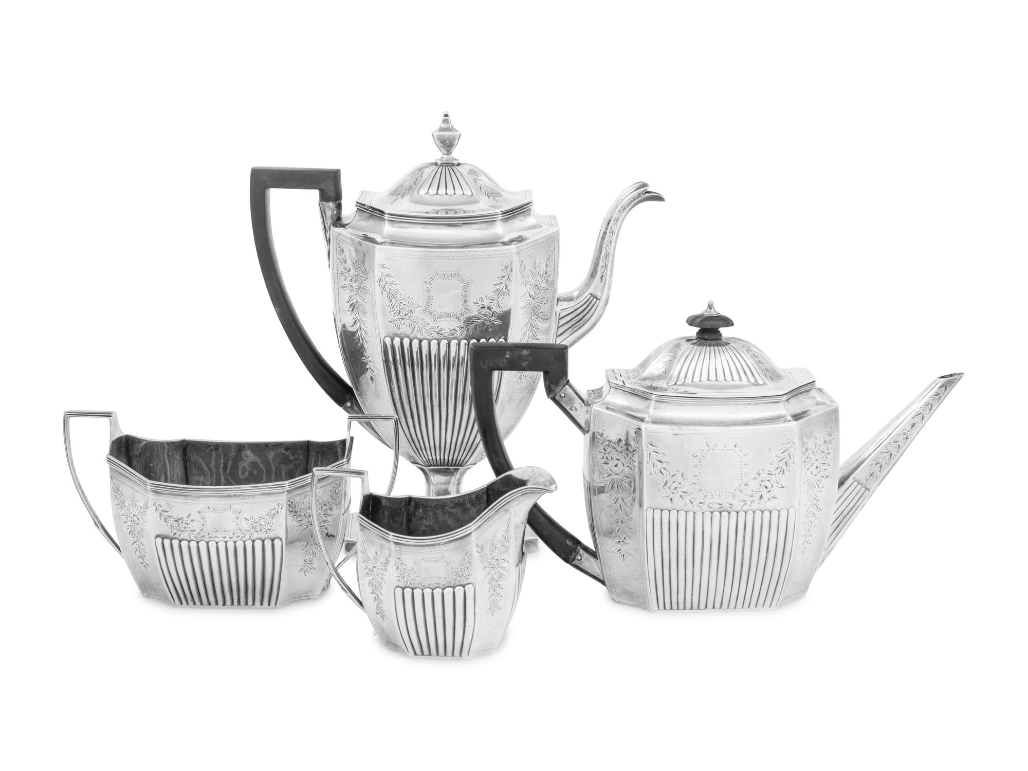 An Assembled English Silver Four-Piece Tea and Coffee Service