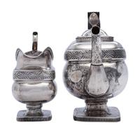 An American Coin Silver Tea Pot and Creamer