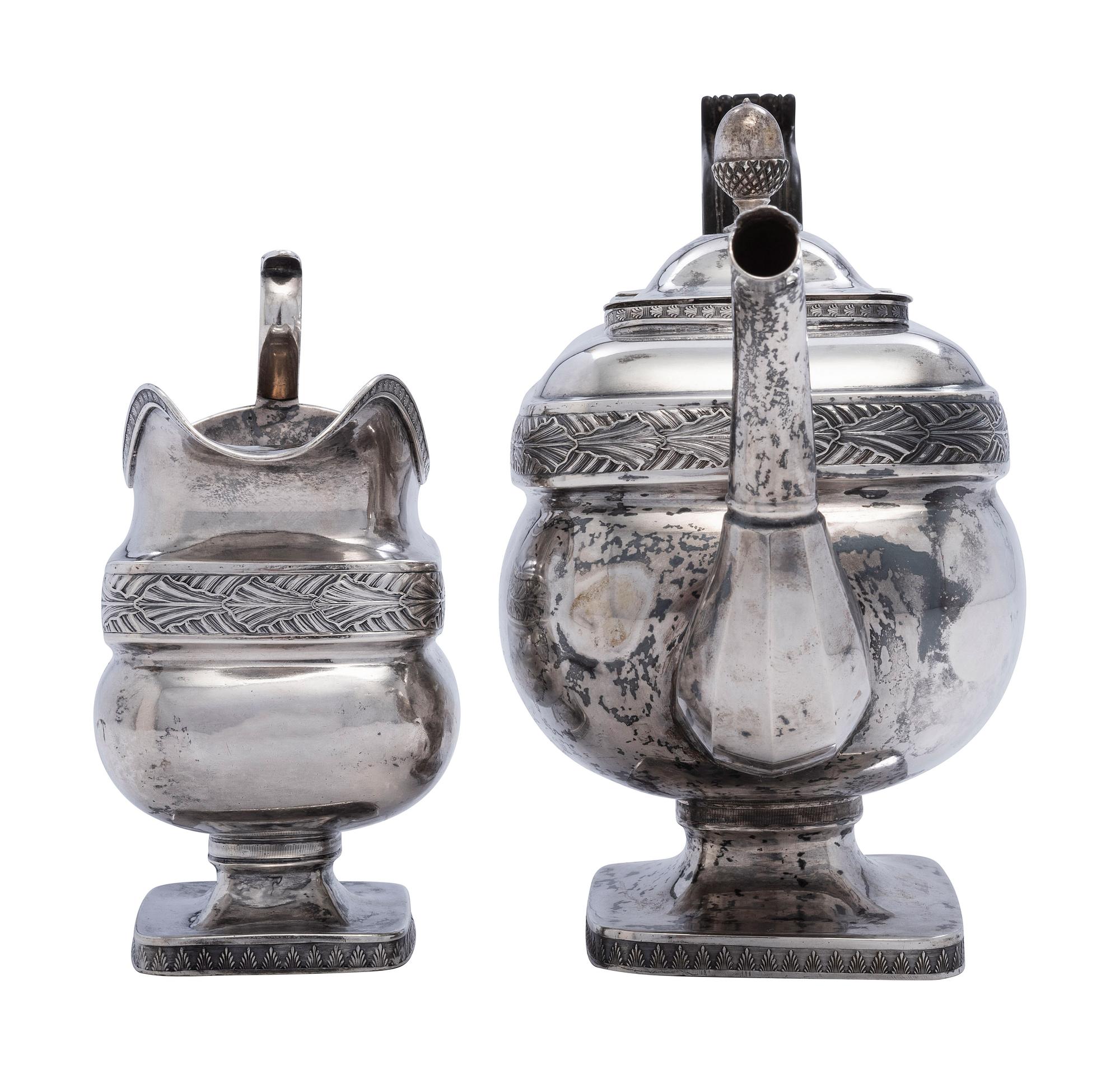 An American Coin Silver Tea Pot and Creamer