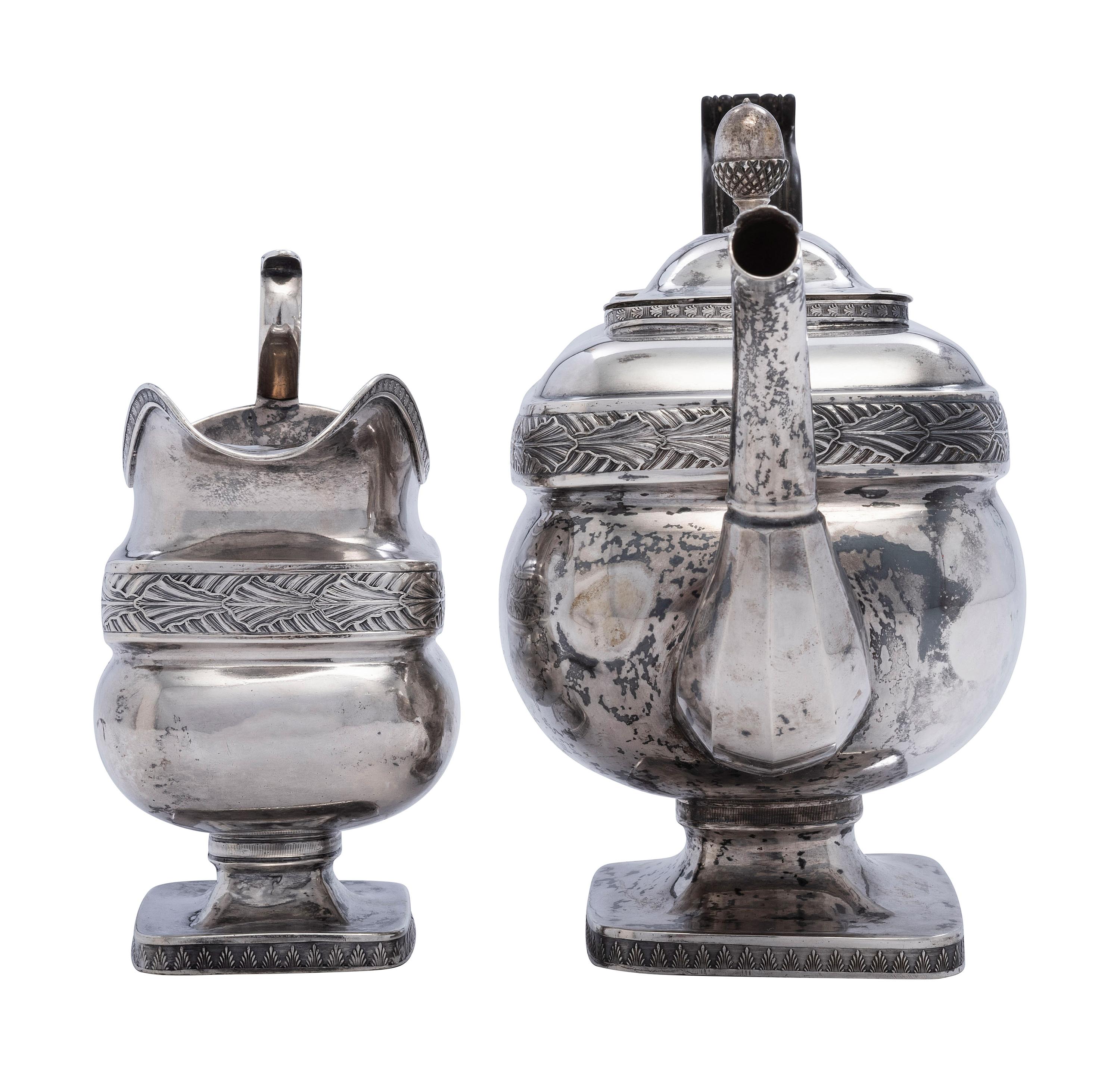 An American Coin Silver Tea Pot and Creamer