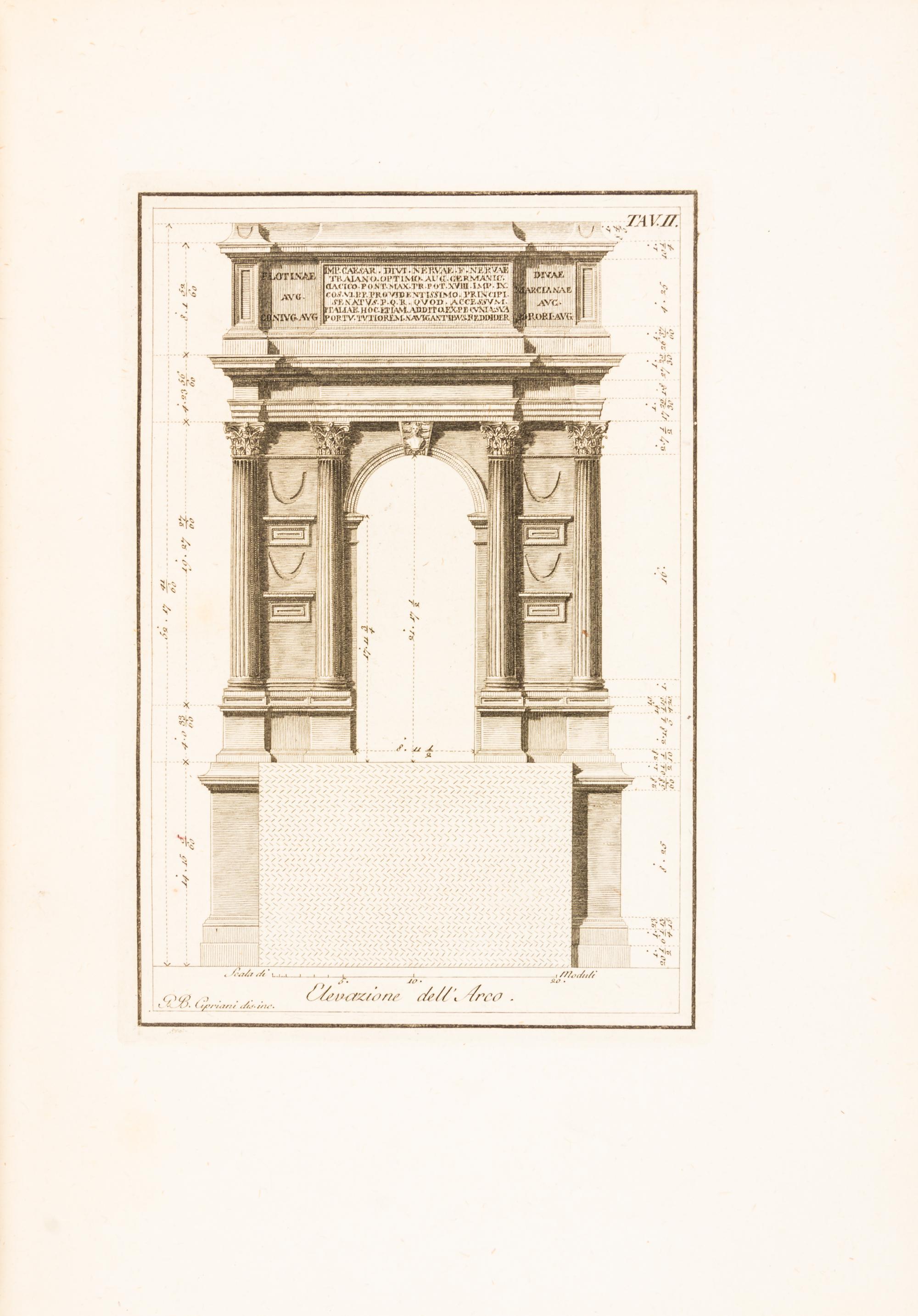 CIPRIANI, GIOVANNI BATTISTA. Monumenti di fabbriche antiche... Rome, 1796. Vol. 1 (of 3) only. w/122 engraved plates.
