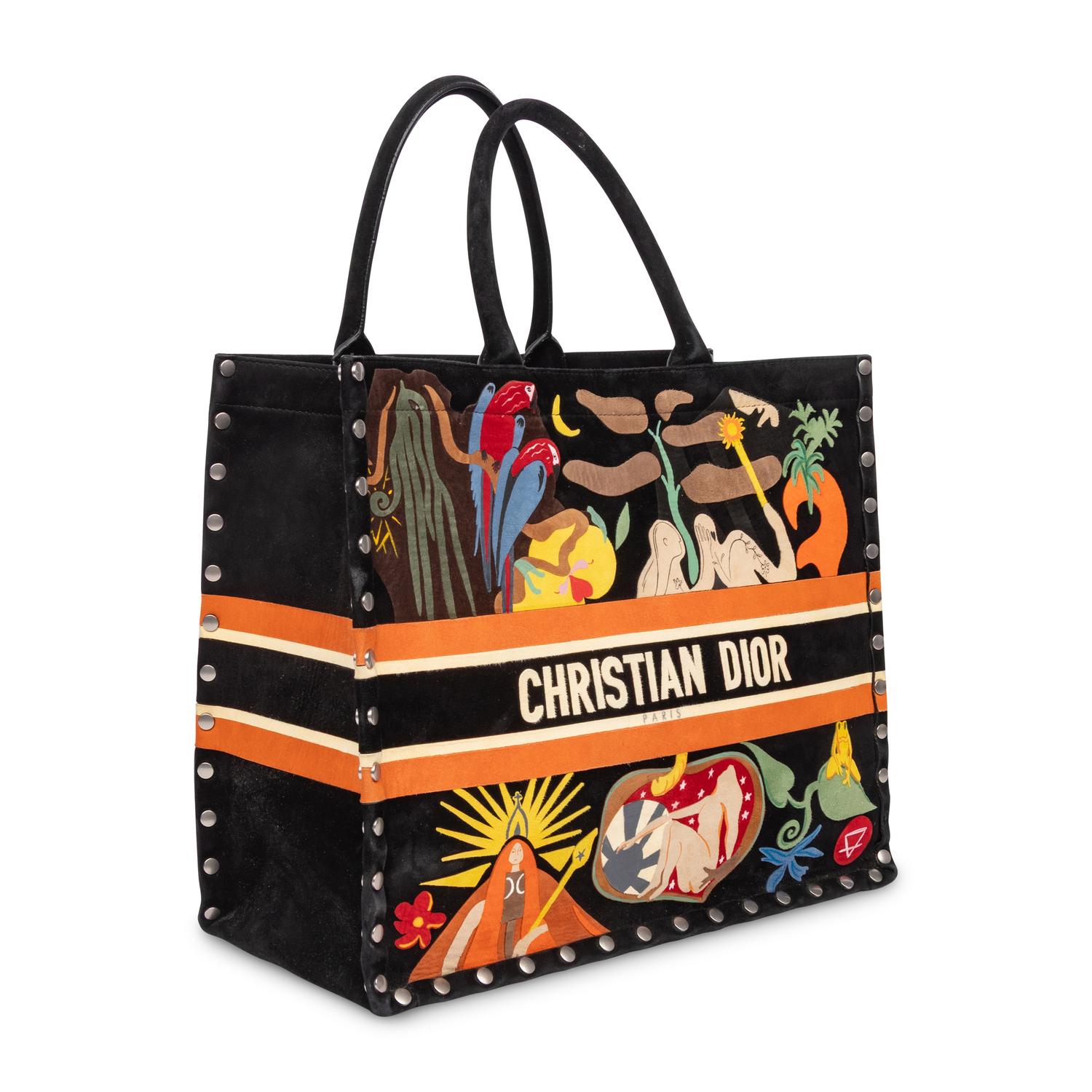 CHRISTIAN DIOR, 'LA TERRE' LARGE SUEDE BOOK TOTE