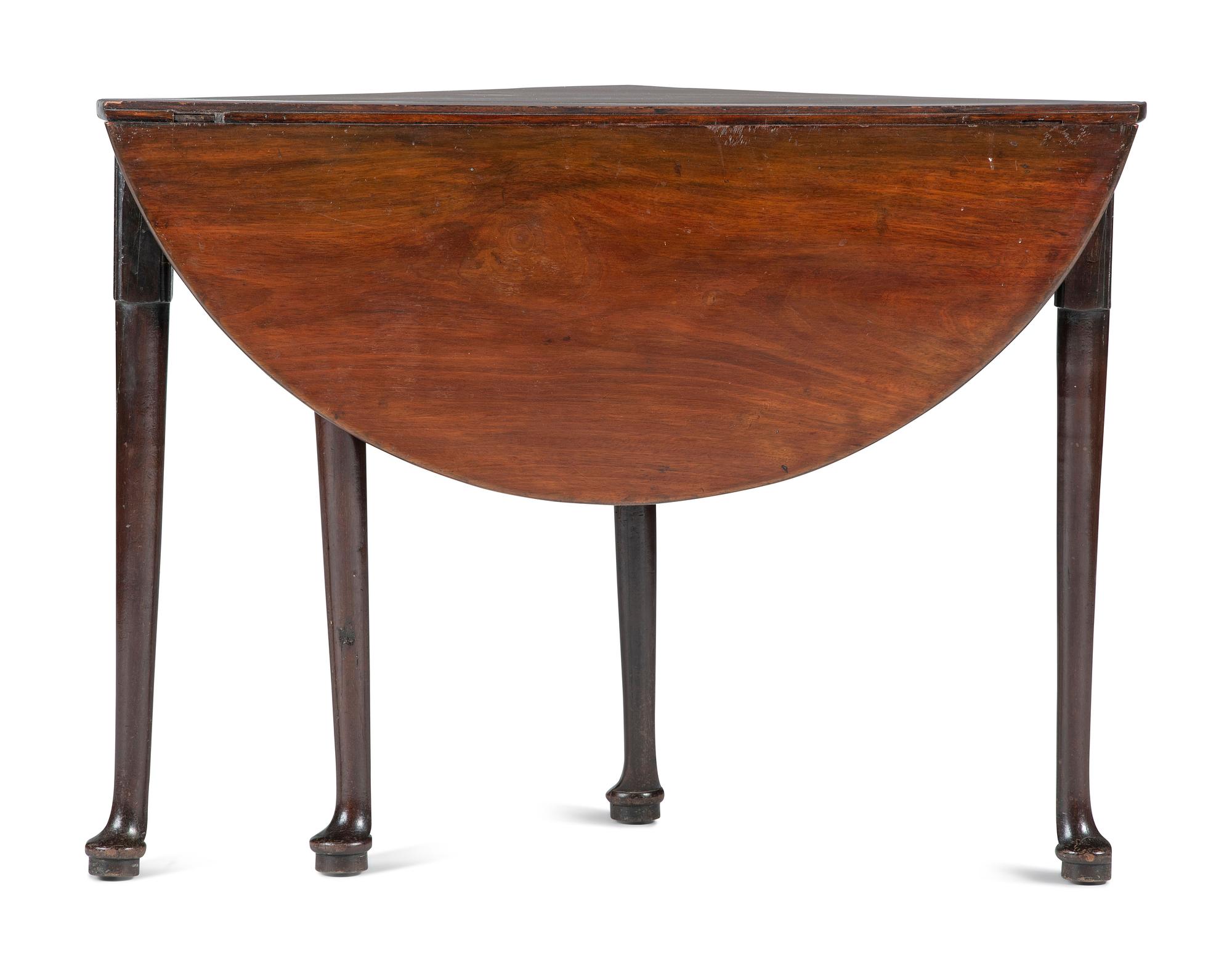 A George III Figured Mahogany Corner Drop-Leaf Table