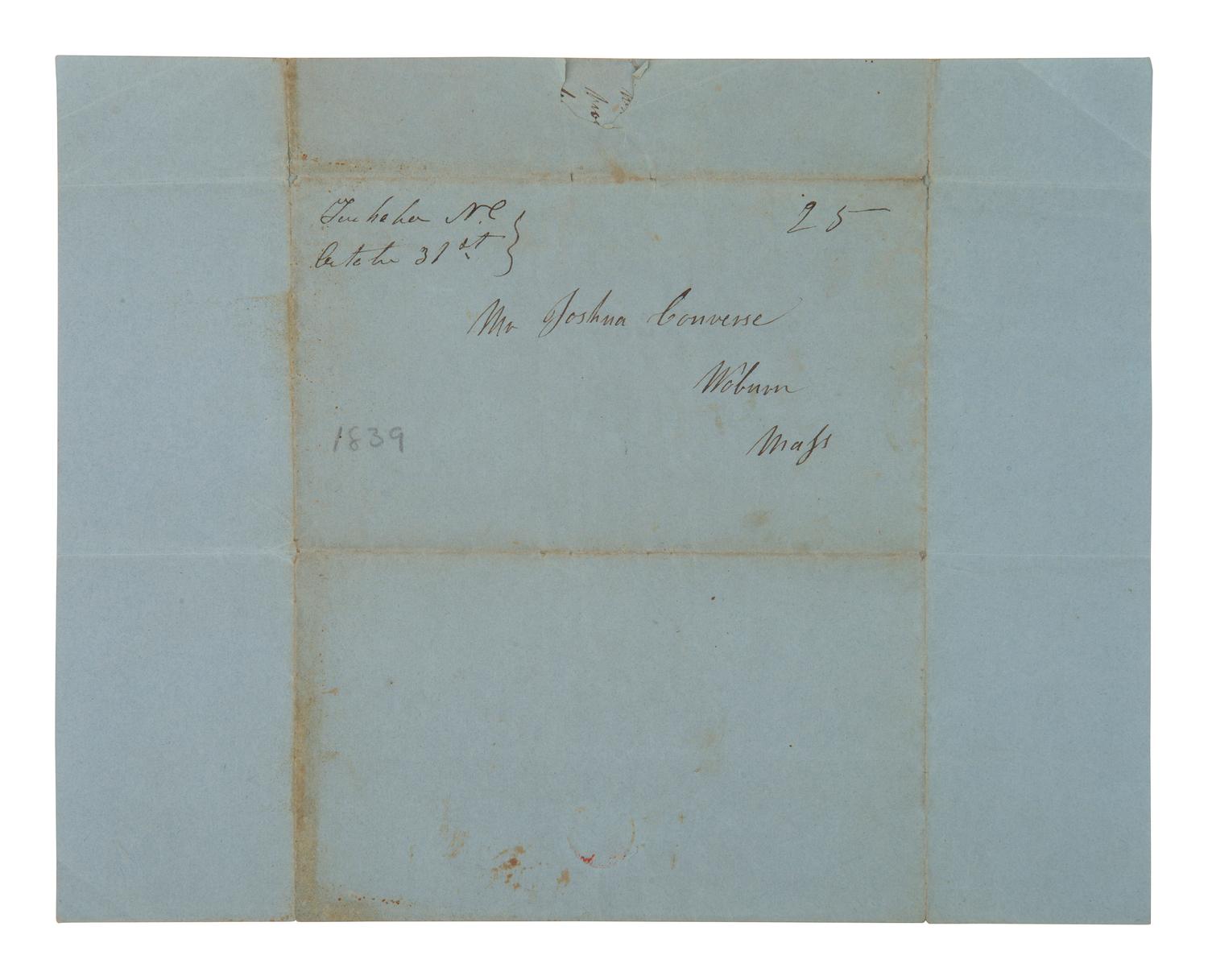 [ENSLAVEMENT] 1839 letter ref. death of wealthy slave owner George Pollock and his holdings in NC.