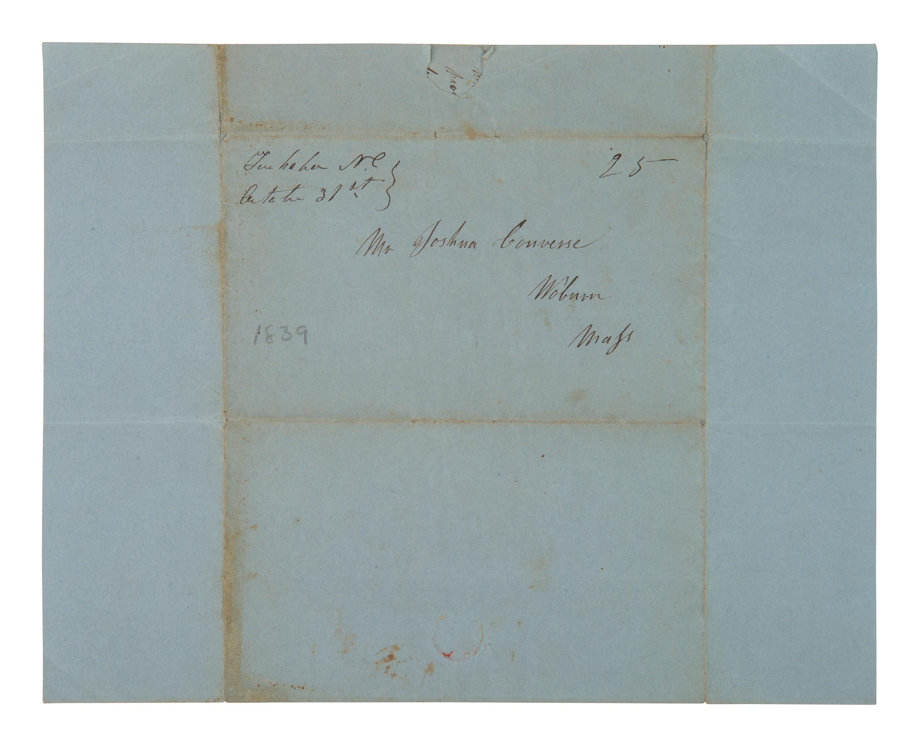 [ENSLAVEMENT] 1839 letter ref. death of wealthy slave owner George Pollock and his holdings in NC.