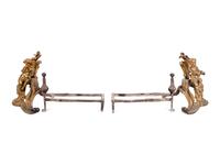 A Pair of Continental Gilt Bronze Figural Chenets