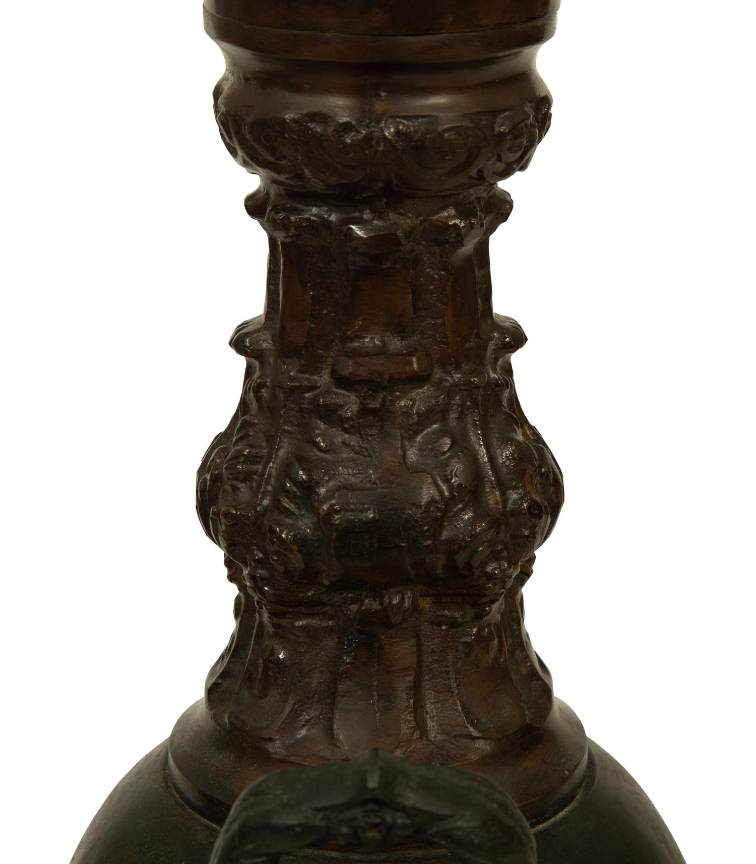 A Pair of French Empire Style Bronze Urns now Mounted as Table Lamps — 19TH/20TH CENTURY