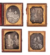 [EARLY PHOTOGRAPHY]. 32 sixth plate and quarter plate daguerreotypes of siblings, mostly sisters.