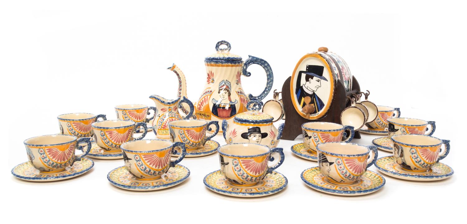 A Collection of Quimper Pottery Articles Height of coffee pot 9 1/4 inches.