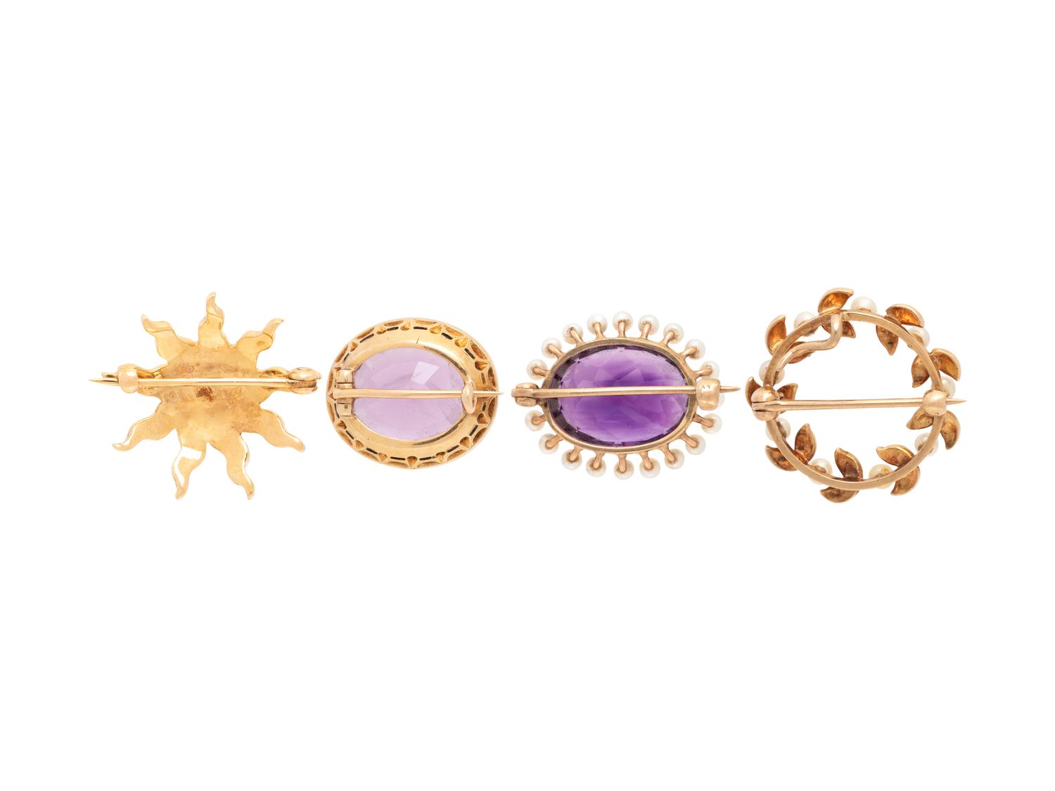 COLLECTION OF AMETHYST AND SEED PEARL JEWELRY