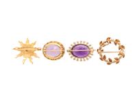 COLLECTION OF AMETHYST AND SEED PEARL JEWELRY