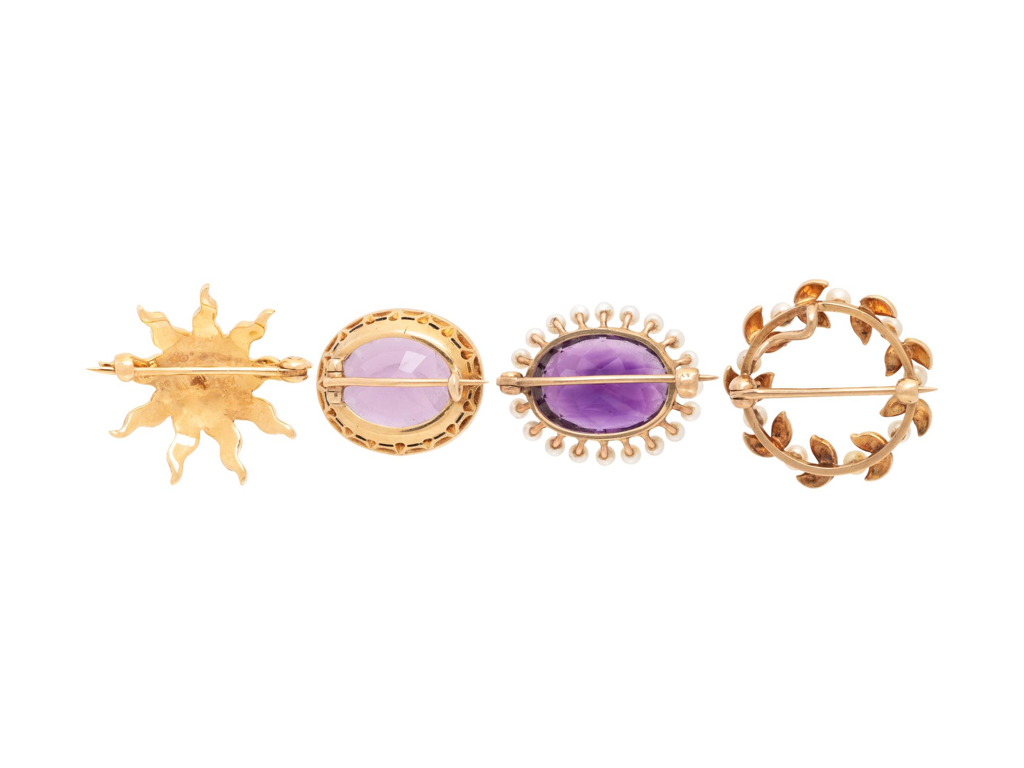 COLLECTION OF AMETHYST AND SEED PEARL JEWELRY