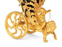 An Italian Gilt Bronze and Cobalt Glazed Ceramic Centerpiece