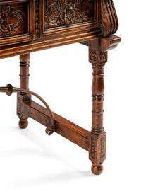 A Spanish Baroque Style Iron Mounted Trestle Table