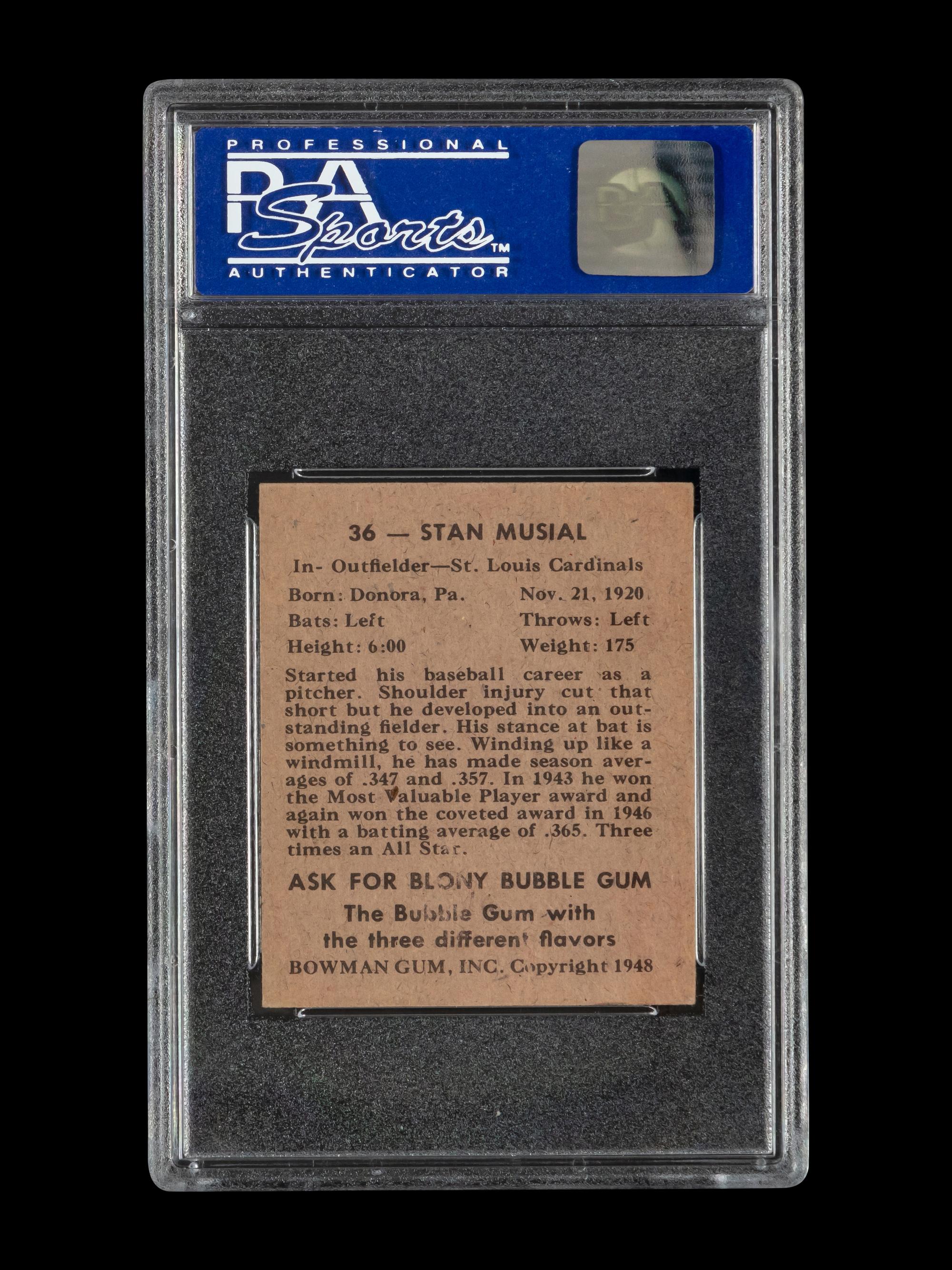 A 1948 Bowman Stan Musial Rookie Baseball Card No. 36 (PSA 4 VG-EX)