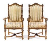 A Pair of Louis XVI Style Fauteuils Height 46 3/4 inches. — 19TH/20TH CENTURY