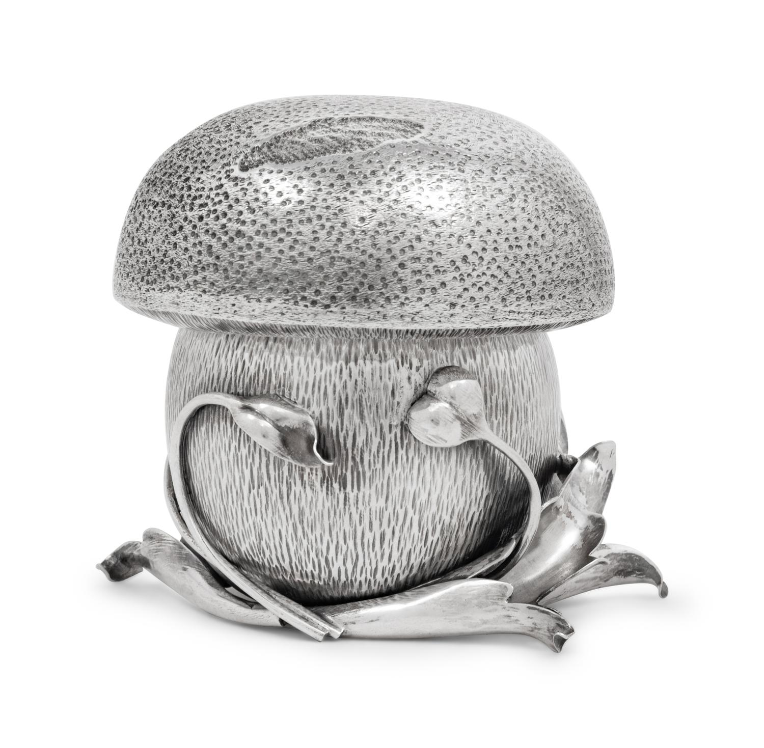 A Buccellati Silver Covered Mushroom Form Sugar Bowl