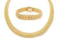 An 18 Karat Yellow Gold Fancy Link Demi Parure, 36.80 dwts.