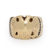 Yellow Gold and Enamel Masonic Ring