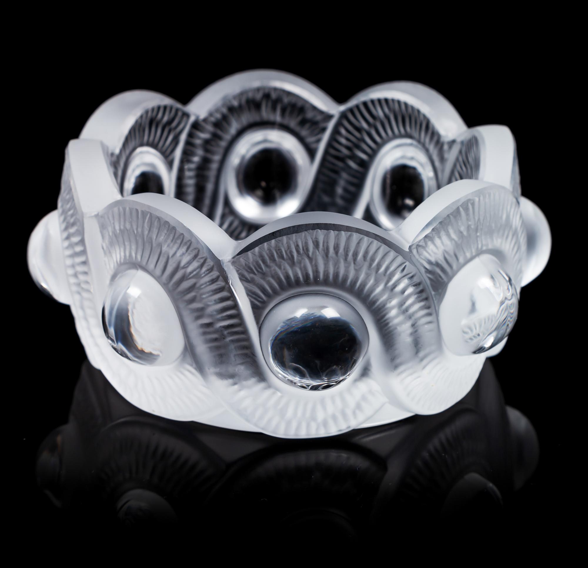 A Lalique Dish Height 4 1/4 inches.