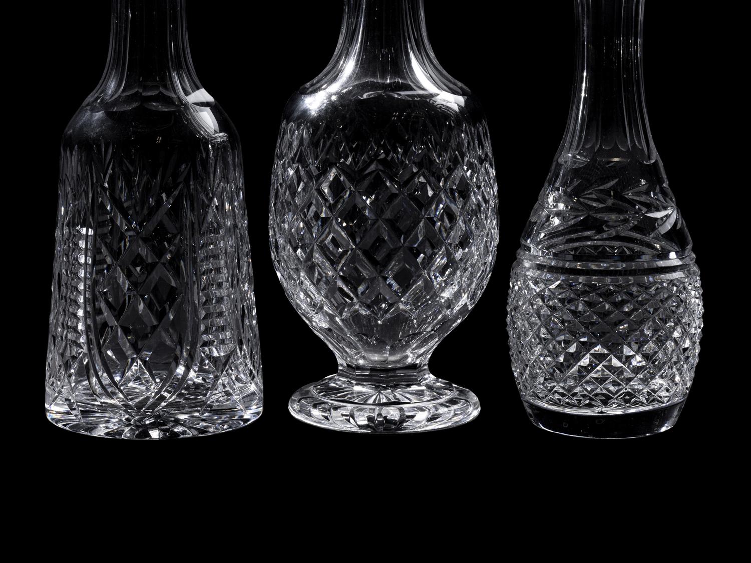 Three Waterford Cut Glass Decanters