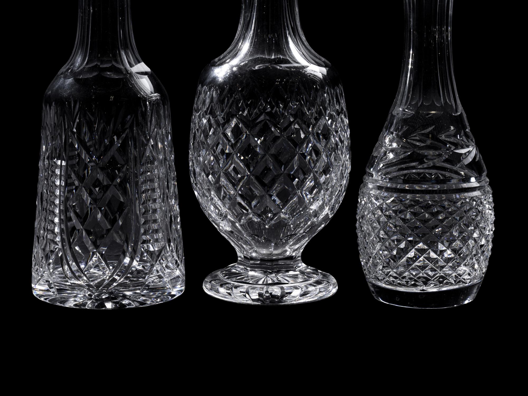 Three Waterford Cut Glass Decanters