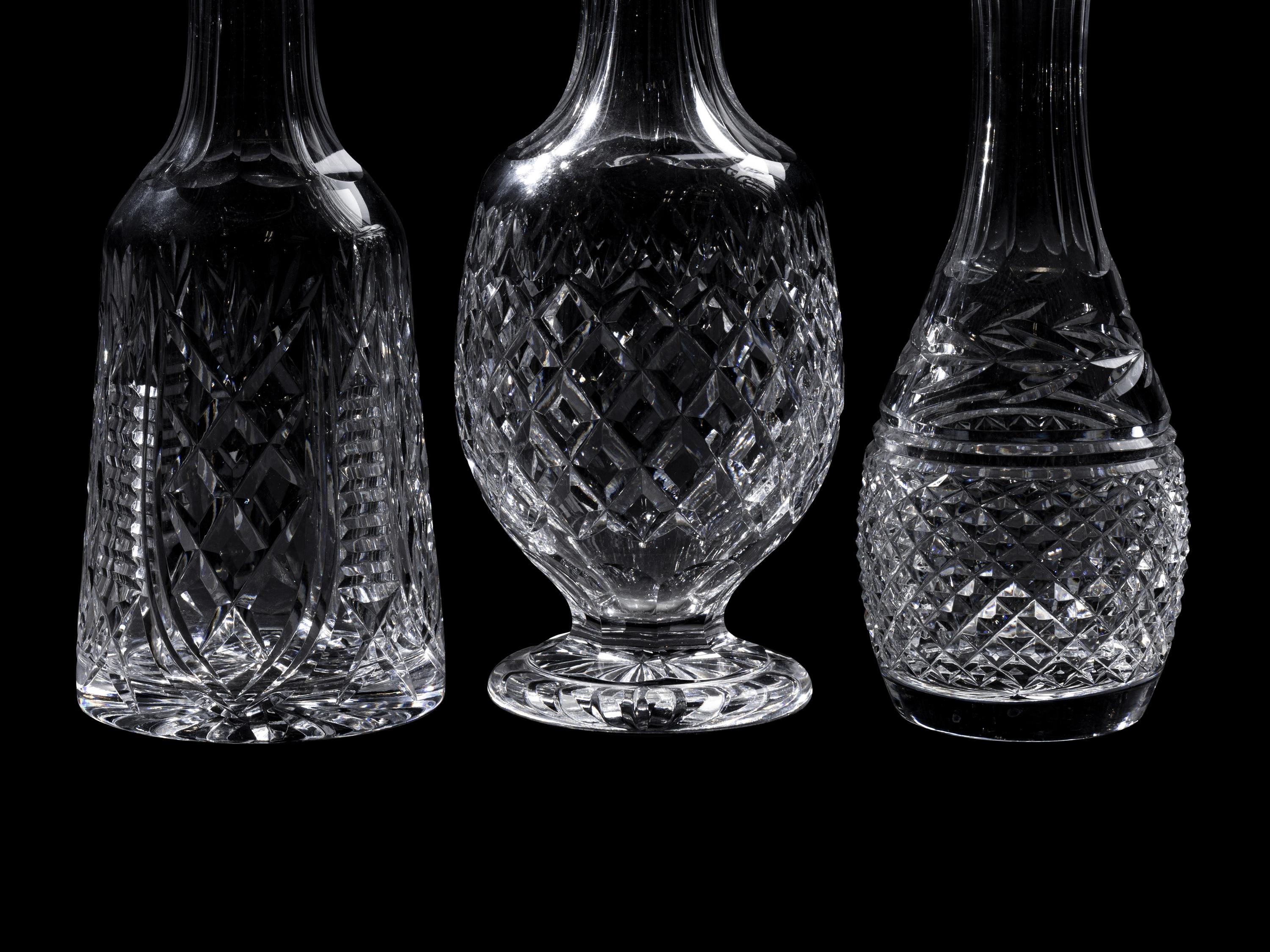 Three Waterford Cut Glass Decanters
