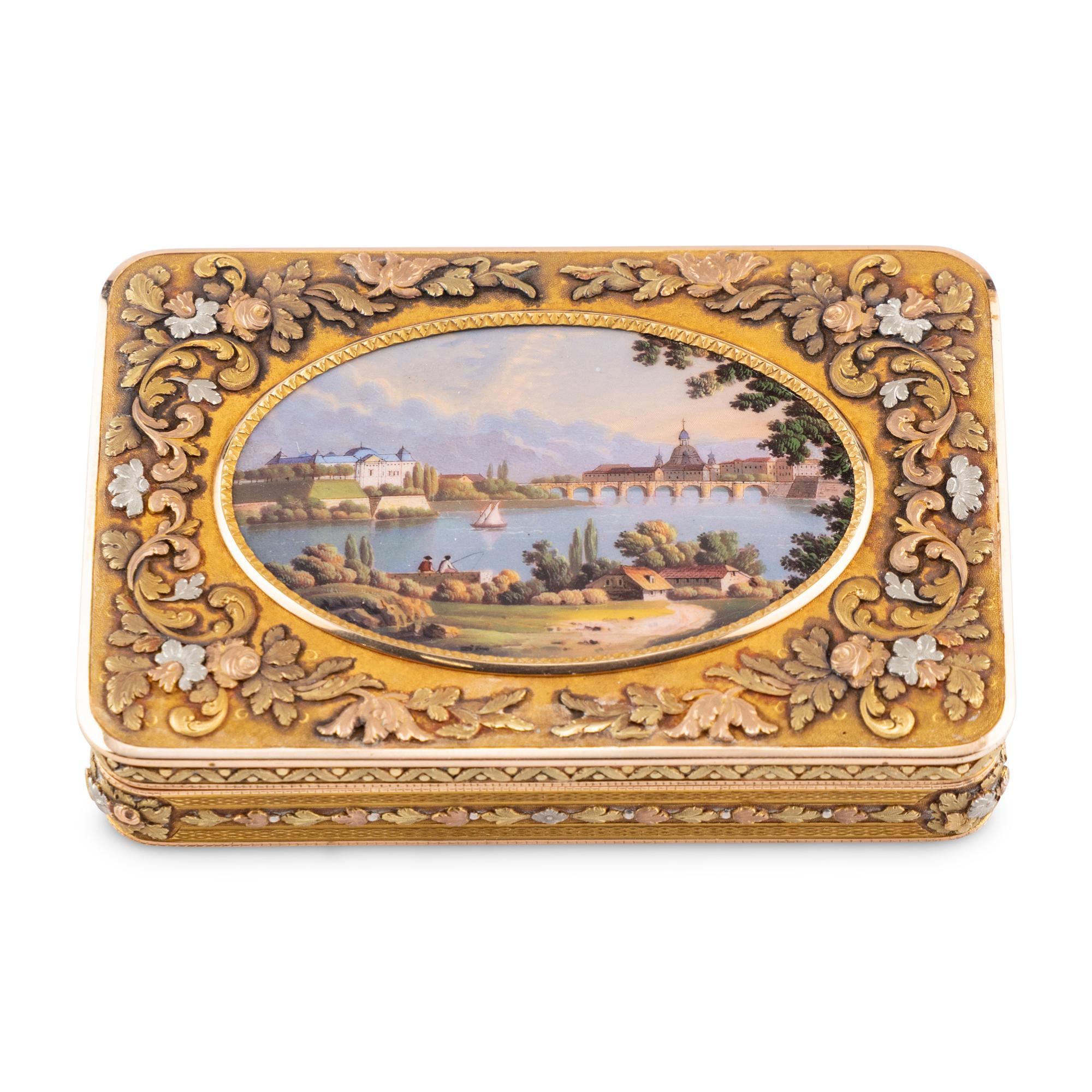 A German Multi-Colored Gold and Enamel Decorated Snuff Box