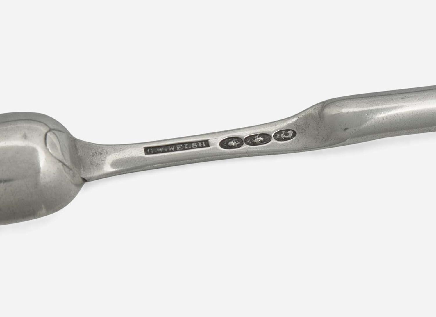 A group of three silver marrow scoops / spoons, two of New York historical interest, William Garret Forbes (1751-1840), George W. Welsh (active c. 1850s), New York, NY, and maker "JM," late 18th to mid-19th century