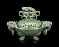 A Carved Chinese Hardstone Incense Burner