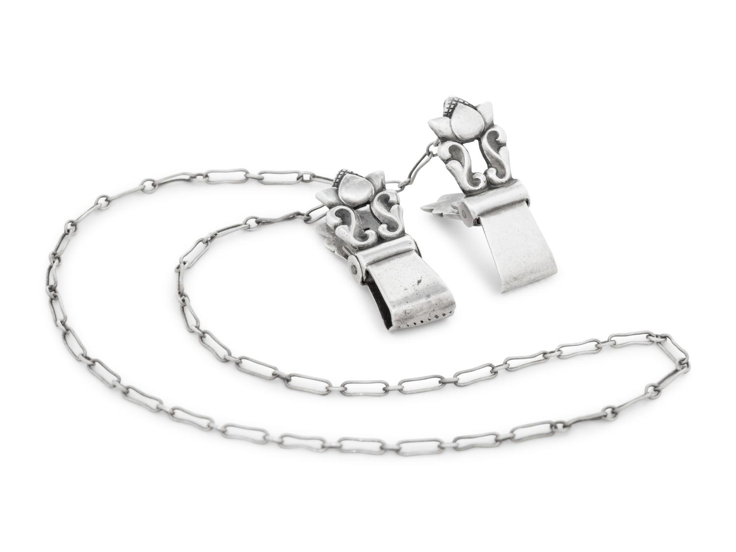 A Georg Jensen Silver Baby Bib Clip