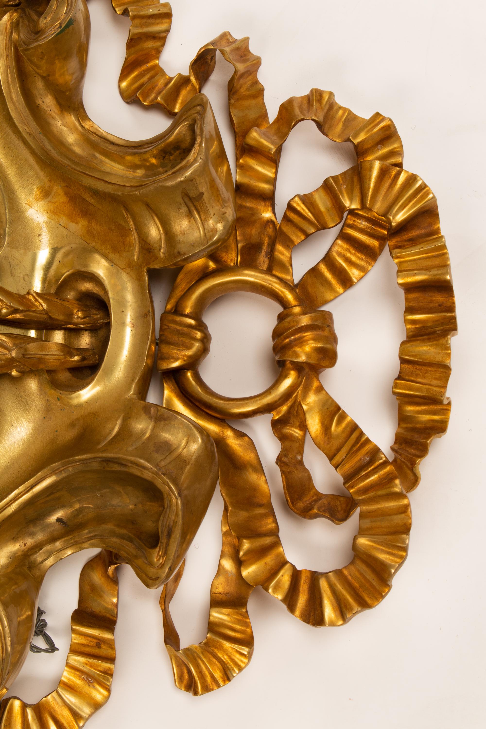 A Pair of Louis XV Style Gilt Bronze Sconces with Chinoiserie Decoration