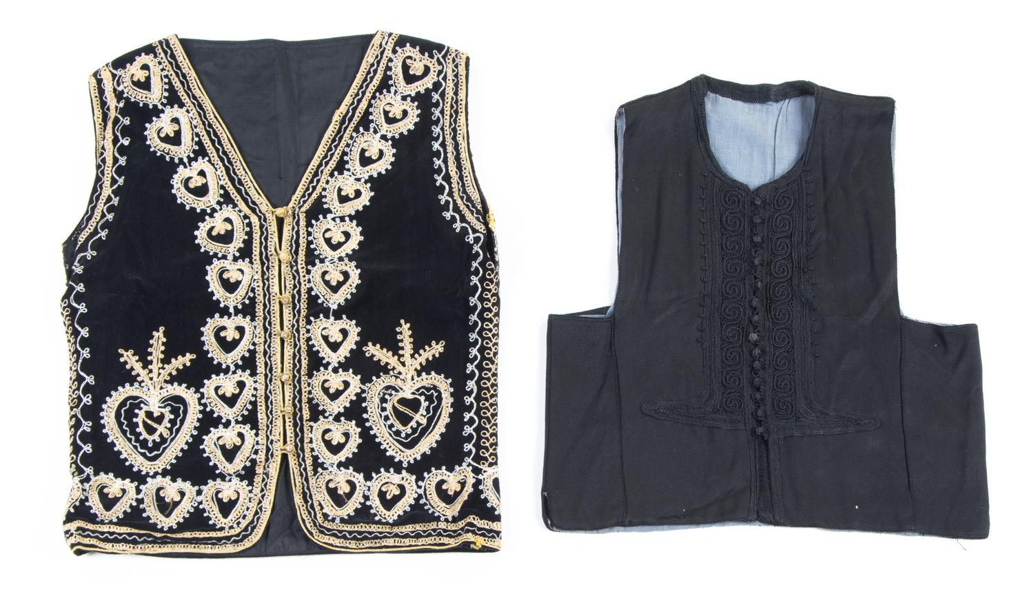 Two Syrian Woman's Embroidered Velvet Caftans Length of first 56 1/2 inches. — 20TH CENTURY