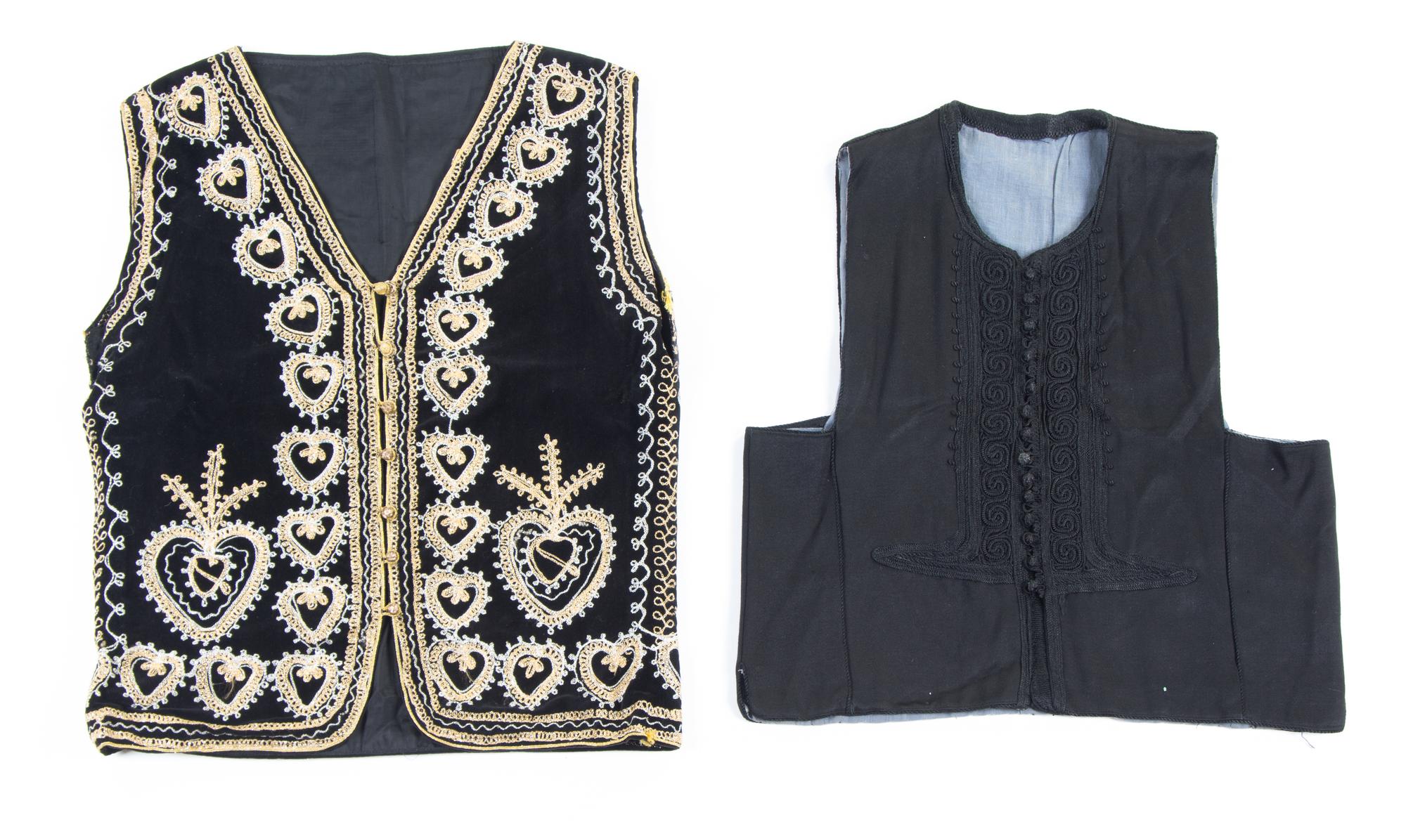Two Syrian Woman's Embroidered Velvet Caftans Length of first 56 1/2 inches. — 20TH CENTURY