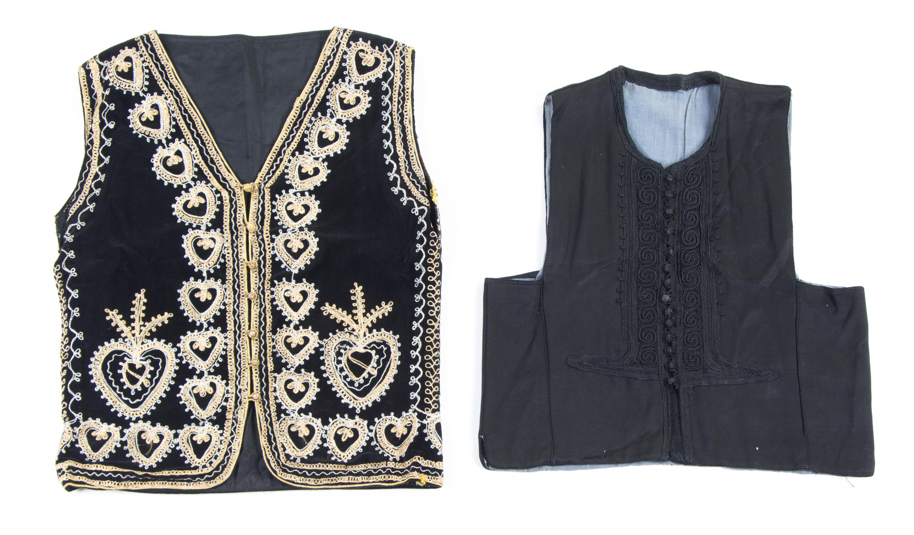 Two Syrian Woman's Embroidered Velvet Caftans Length of first 56 1/2 inches. — 20TH CENTURY