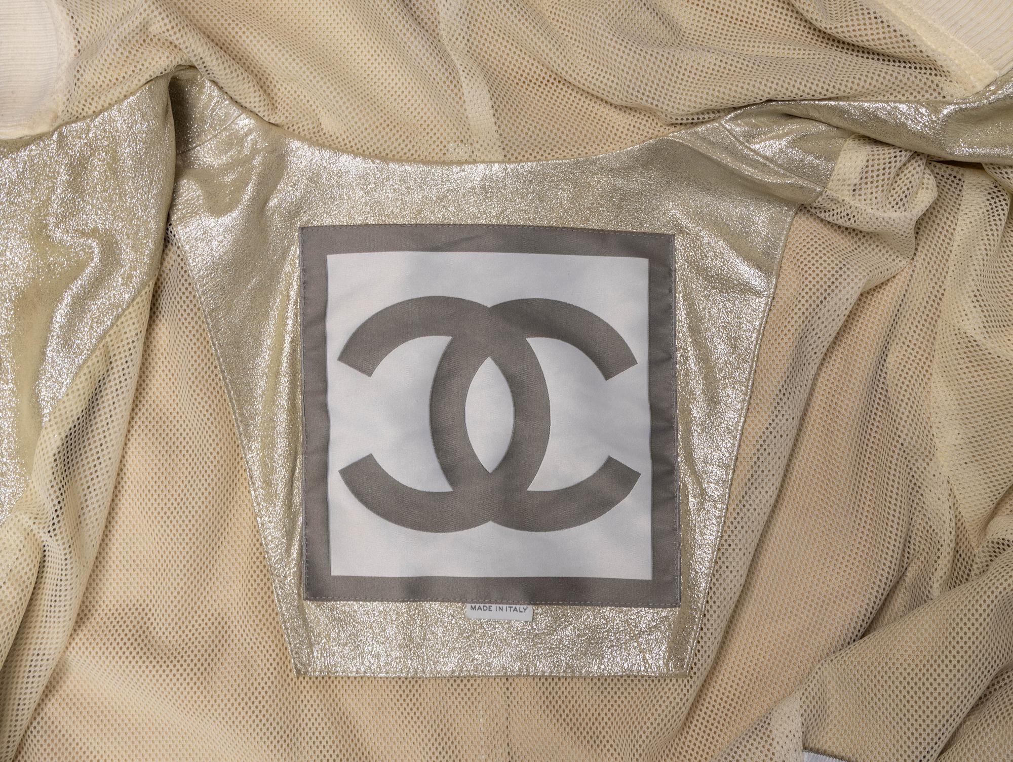 Chanel, Glittery Leather Zip-Up Jacket